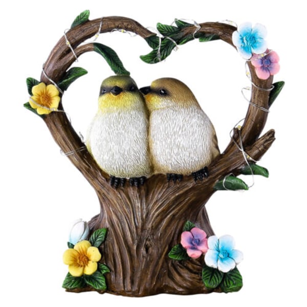 Solar Love Heart Bird Sculpture Ornaments för utomhusdekoration B