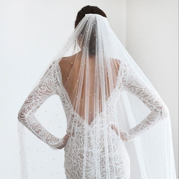 Pärlor Brudslöja med kambröllopsslöja ivory ivory 100CM