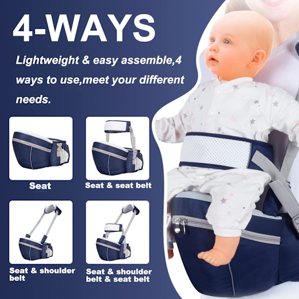 Baby hoftebeltebærer, ergonomisk midjepall med justerbar rem