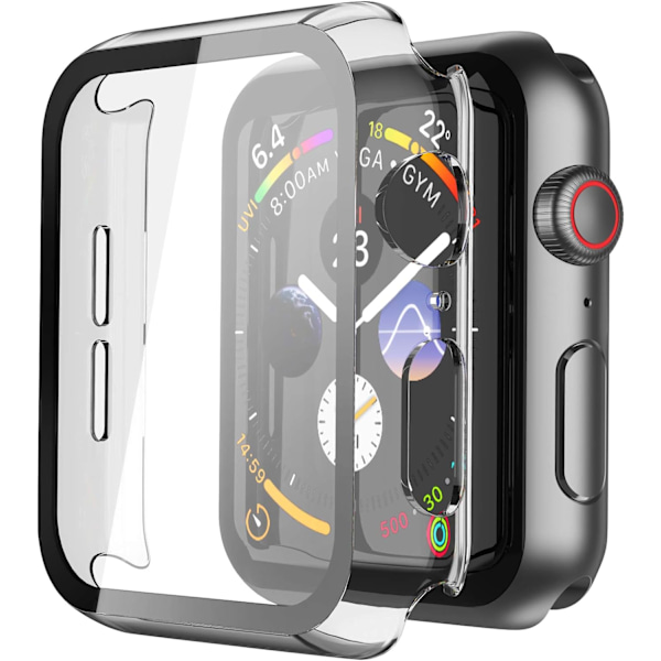 2-pack Apple Watch 38/40/41/42/44/45mm - Full Cover-fodral Skärmskydd, Allt-i-ett-fodral Transparent(2-Pieces) 40mm for Series 6/SE/5/4