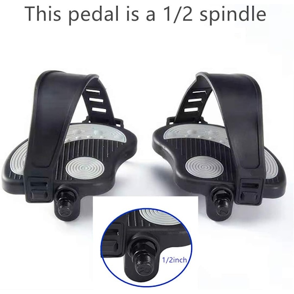 Halksäkra cykelpedaler med tåklämmor & remmar, hållbar aluminiumkonstruktion, smidig körupplevelse för motionscykel, spinncykel, mountainbike