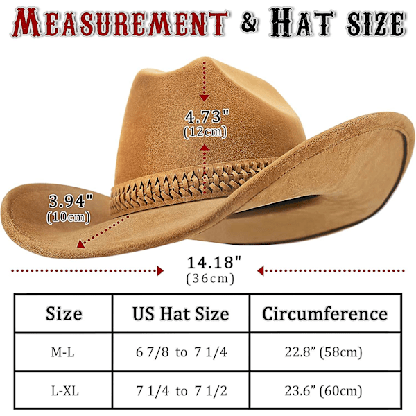 Cowboyhatt För Kvinnor Och Herr Med Formbar Bred Brätte - Filt Cattleman Western Hattar Caramel Brown Caramel Brown L XL