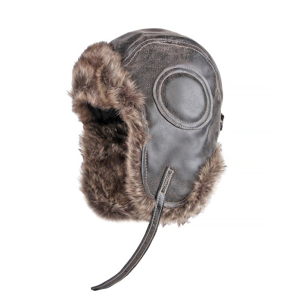 Unisex PU Läder Aviator Hat Herr Dam Vinter Flip Ear Hat coffee