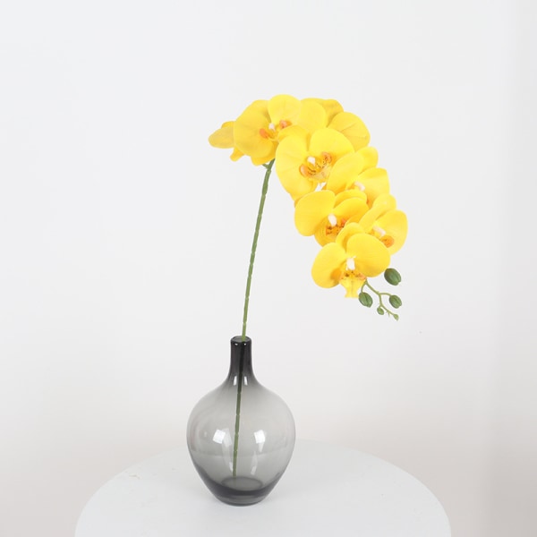 2 konstgjorda blommor, falska orkidéprydnader, Phalaenopsis orkidéprydnader Yellow