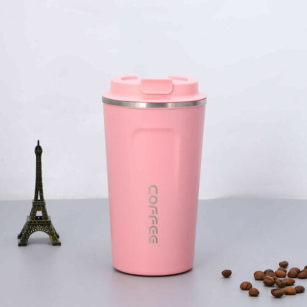 Vakuumisolerad kaffekoppsmugg varm kolv i rostfritt stål L 380ML Pink