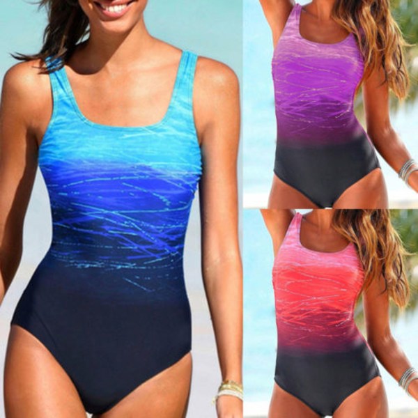 Badedrakt for kvinner Sexy badedrakt i ett stykke bikini Purple Purple M