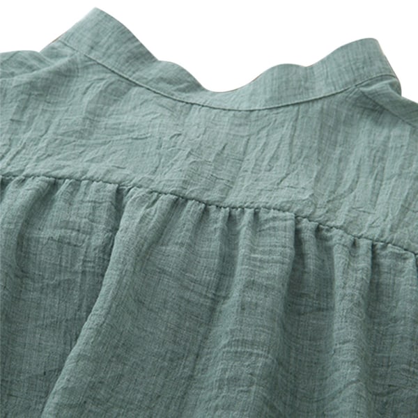 Kvinnor Höstöverdelar Linne Button Down Lös Casual Career Shirt L Green Green XL