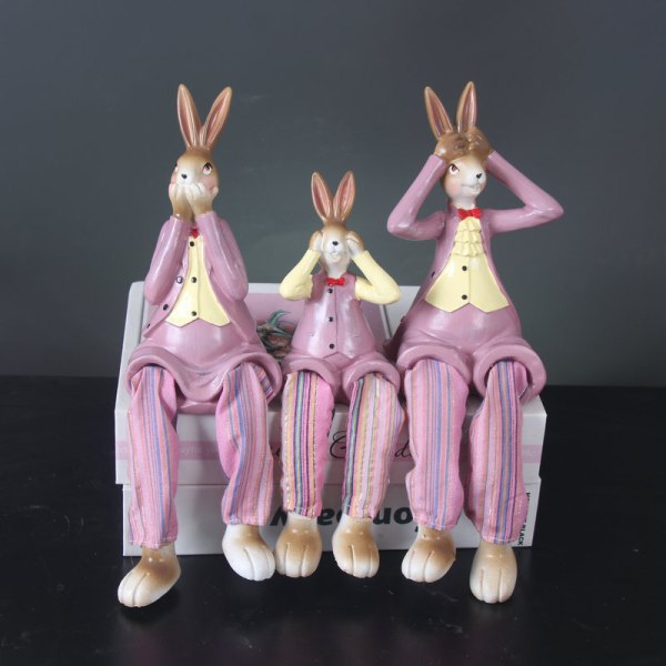 Kreativa söta Sanbu kanin hängande ben docka harts hantverk heminredning ornament Pink