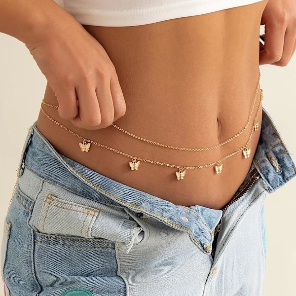 Kroppskedja Kroppssmycke Magkedja Midjekedja - Body Chain - Guld Gold Guld