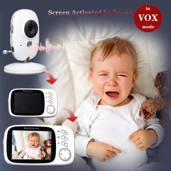 Baby med kamera 3,2-tums LCD Night Vision Intercom-funktion