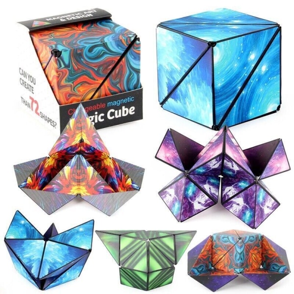 3D Magic Cube Shashibo Shape Shifting box Pusselleksaker present MC-06 Blue