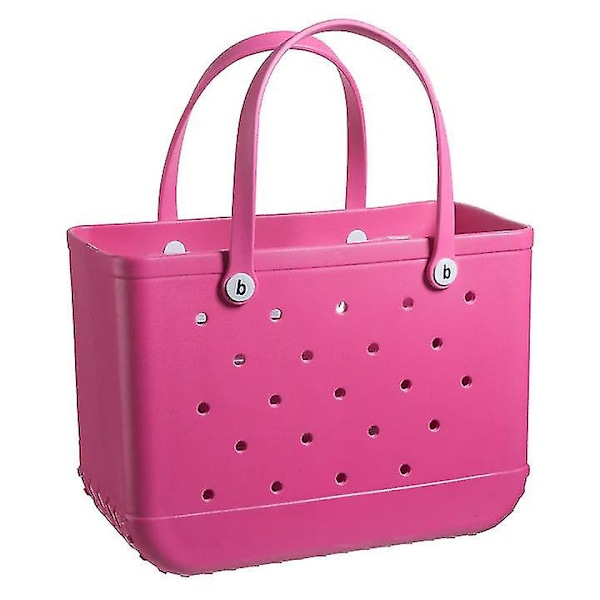 Vattentät och hållbar strandväska i EVA-gummi i Bogg-stil med hål Hot Pink
