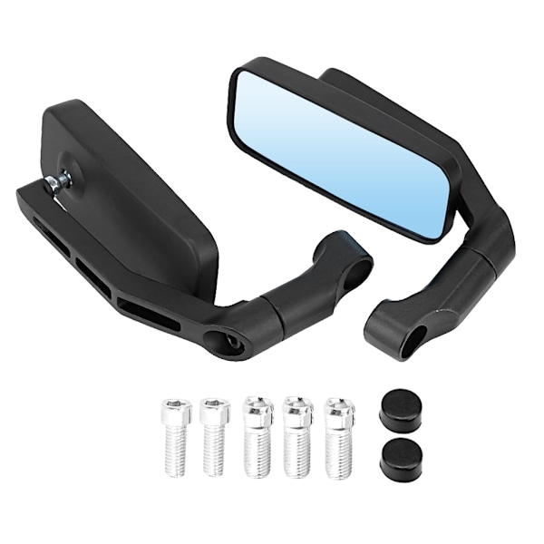2st motorcykelmodifierad aluminium bakre backspeglar antibländande backspeglar (svarta)