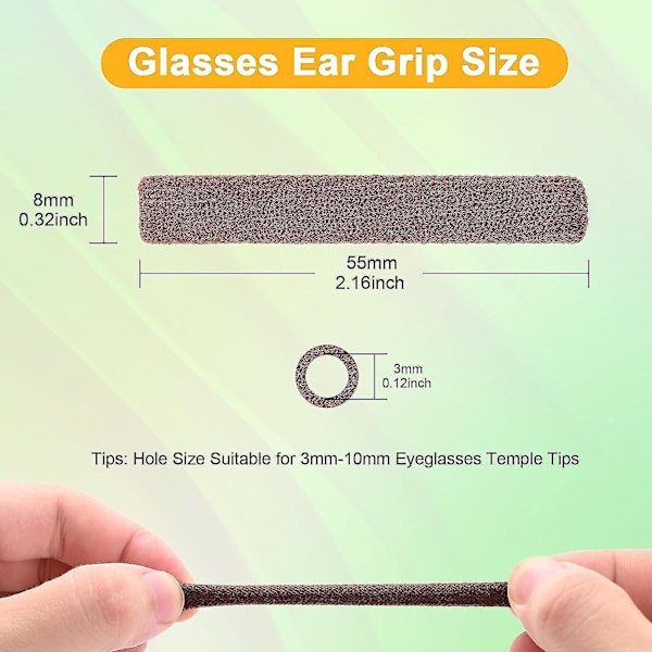 3 par Blød strikket bomuldsstof Brille Stangspidser Ærmeholdere, Anti-skrid Elastiske Komfortbriller Holder Puder til briller 3colors