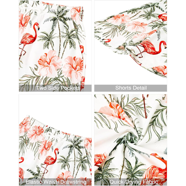 Miesten Havaiji-paita ja shortsit -setti Regular Fit lyhythihainen rento funky ranta flamingo paita setti L L White Flamingo