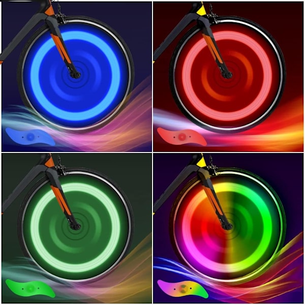 Cykel Ekrar Ljus 4-Pack Däck Blinkande Ljus LED Neon Hjul Blinkande Cykel Ljus Vattentät 3 Blinkande Lägen Cykling Tillbehö Four colors