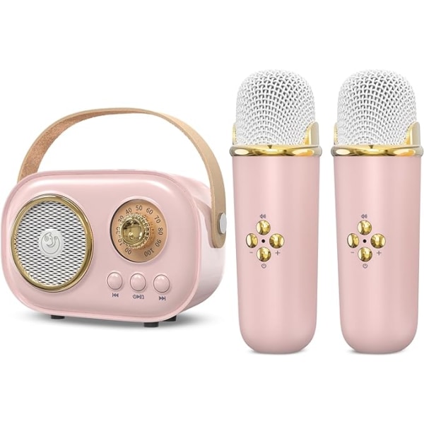 Barnkaraokemaskin, bärbar Bluetooth högtalare med 2 trådlösa mikrofoner