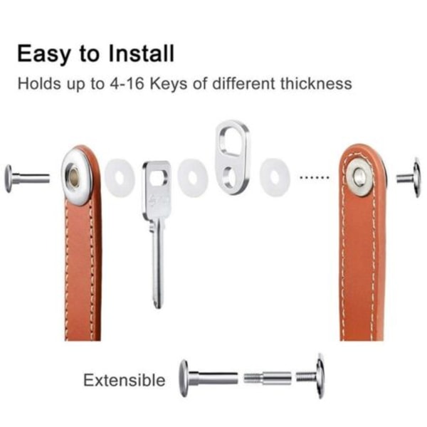 Key Organizer Nyckelring Ficka i äkta läder Smart nyckelhållare & red