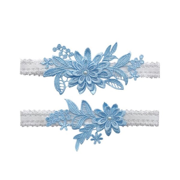 2 stykker brudesløyfer Daisy Lace Brudeslynge Håndsydde Falske Perler Sløyfe for Brud