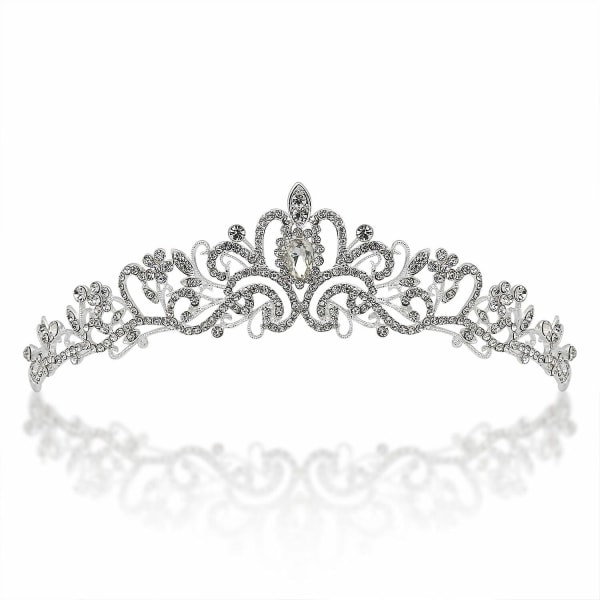 Kristalltiara Silver Crown Brud Prinsessa Strass Hår Smycken Dekor