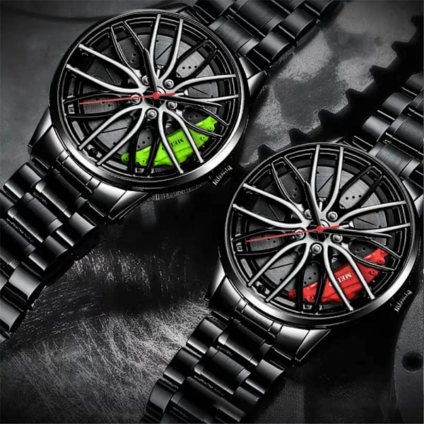 Herre Luksusklokker Sportsbil Klokker 3D Sport Felg Nav Hjul Armbåndsur Bil Quartz Herreklokker Kreativ Relogio Masculino blue