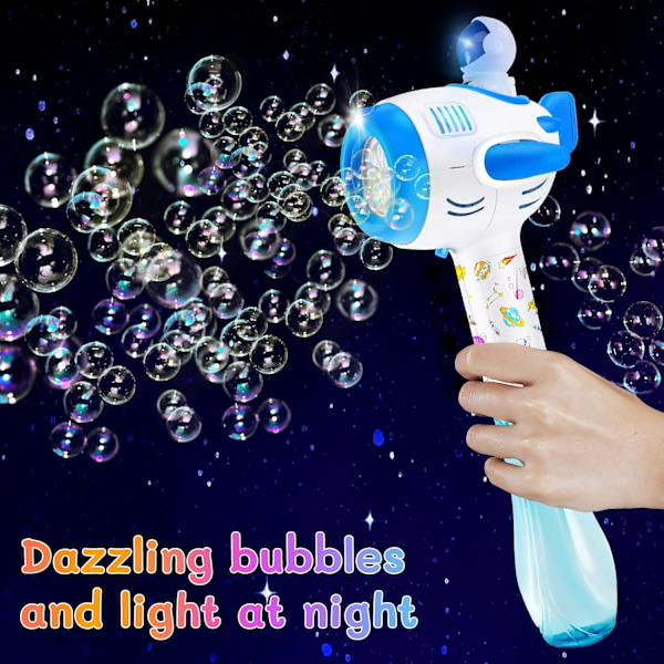 Automatisk bubbelpistol, rymdfärjebubbelpistol med ljus och musik, 5000+ bubblor per minut, festbröllop födelsedagspresent för småbarn