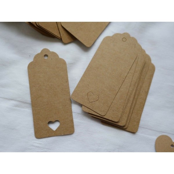 Etiketter i papp med snöre, 50-pack Beige Beige