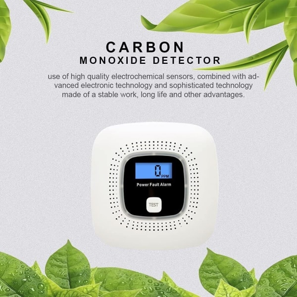 Digital kolmonoxid CO Rök Combo Detektor Larm Batteridrivet gaslarm