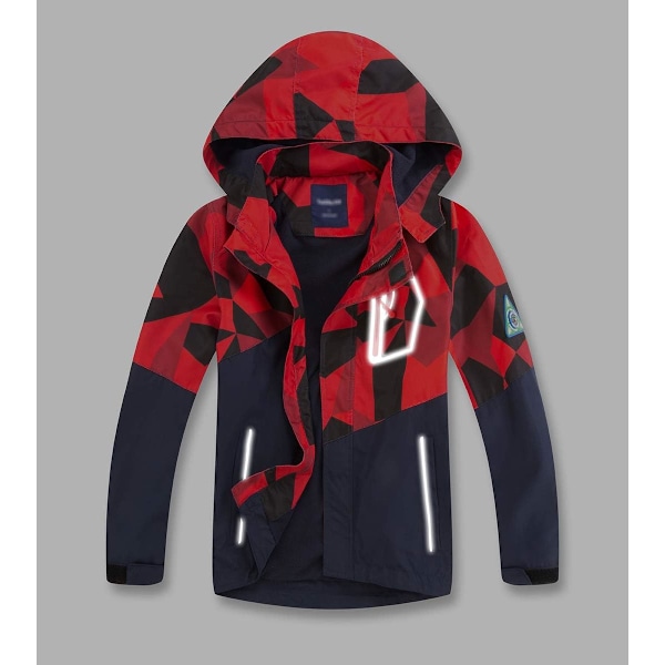 Barn Fleece Fodrad Regnrock Camo Vattentäta Jackor Red 5-6 Years