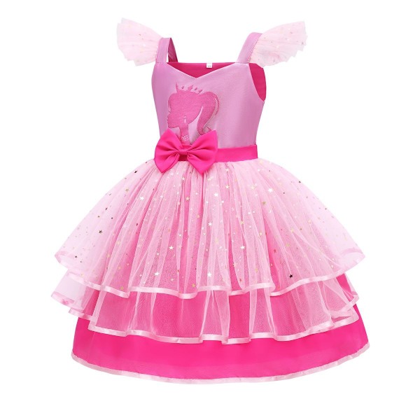 Flickors Barbie Tutusklänning Toddler Kids Tulle Festklänningar för Födelsedag Outfit Halloween Särskilt Tillfälle 4-9 År 110cm