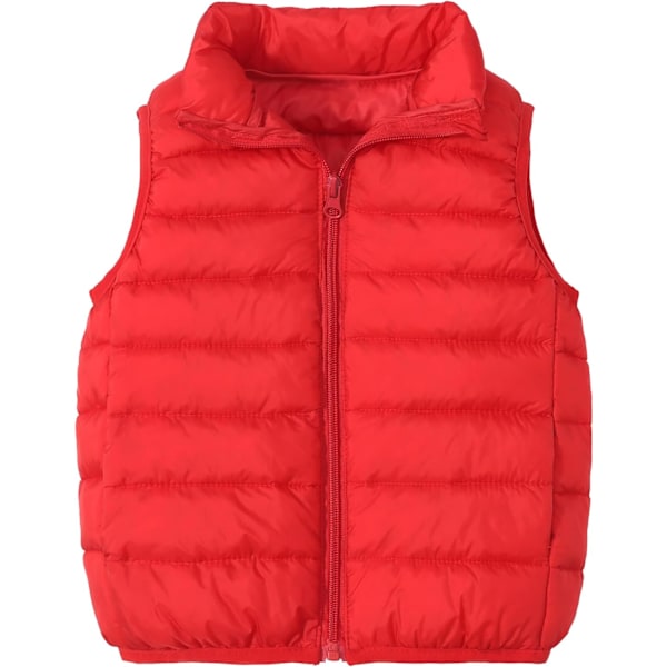 Barn Puffer Väst Pojkar Flickor Väst Lätt Dunväst Ståkrage Ärmlös Jacka Vinter Vadderad Väst Vindtät Kroppsvärmare Gilet Red 6-7 Years