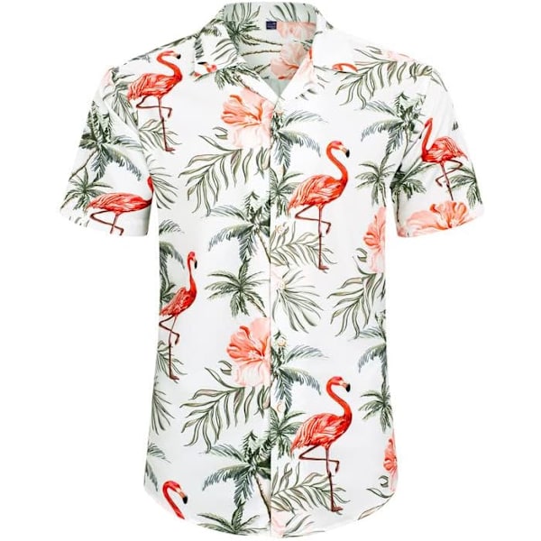 Miesten Havaiji-paita ja shortsit setti Regular Fit lyhythihainen rento funky ranta flamingo paita setti S S White Flamingo