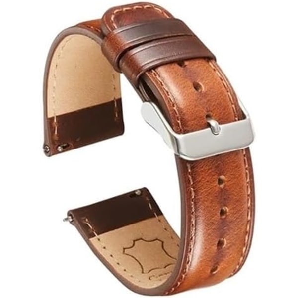 Äkta läder klockarmband armband snabbkoppling brun handledsband äkta läder klockarmband-22mm