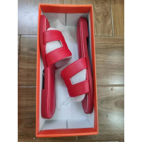 Dam sommarstrand platta sandaler kvinnliga tofflor utomhus kil sandaler plus storlek Red Red EU34