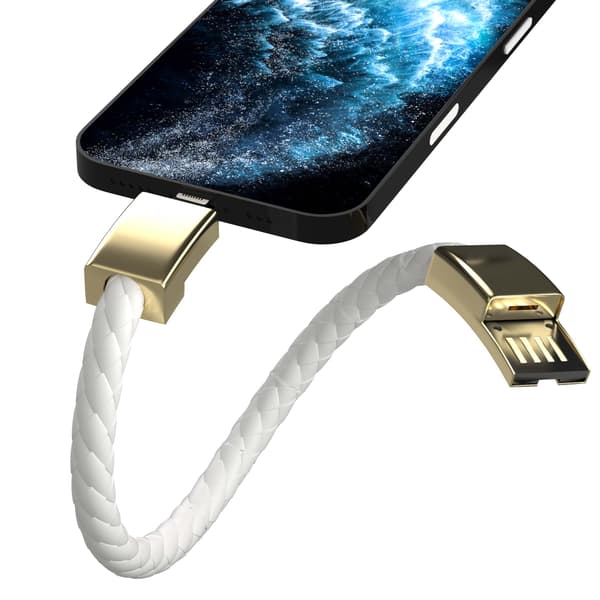 USB til Lightning Lade-armbånd - Elegant Lær Magnetisk Lader Vit