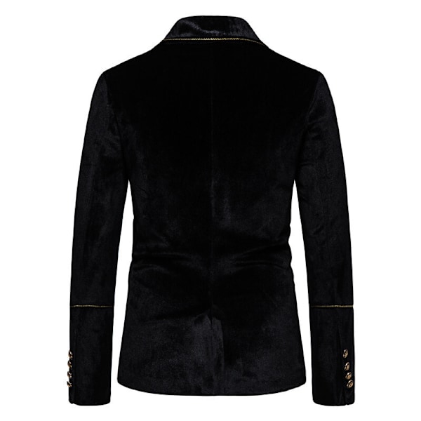 Slim Fit 2-delad kostym för män med dubbelknäppt bröllopsbal black black M
