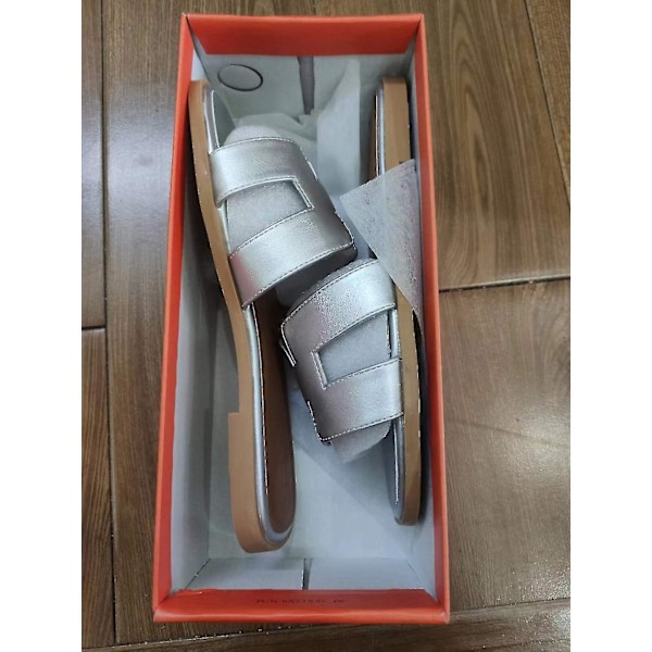 Dam sommarstrand platta sandaler kvinnliga tofflor utomhus kil sandaler plus storlek Silver Silver EU36