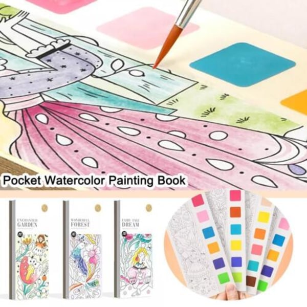 Pocket akvarell målarbok Barn tidig utbildning Green