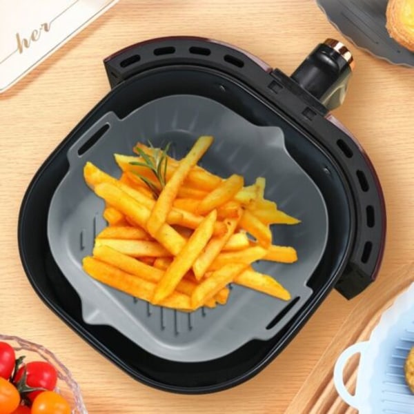 Air Fryer Silikongryta Bakkorg Ugn Non Stick Återanvändbar Black