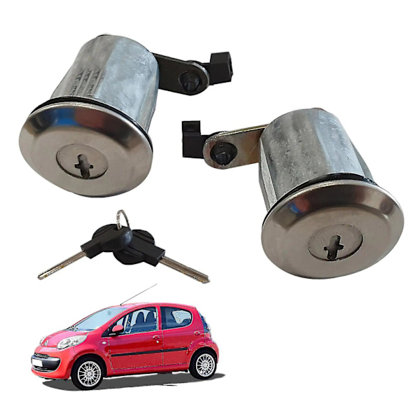 Cylinder Dörrlåscylinder Nyckelset för Peugeot 107 Citroen C1 Toyota Aygo 05-14