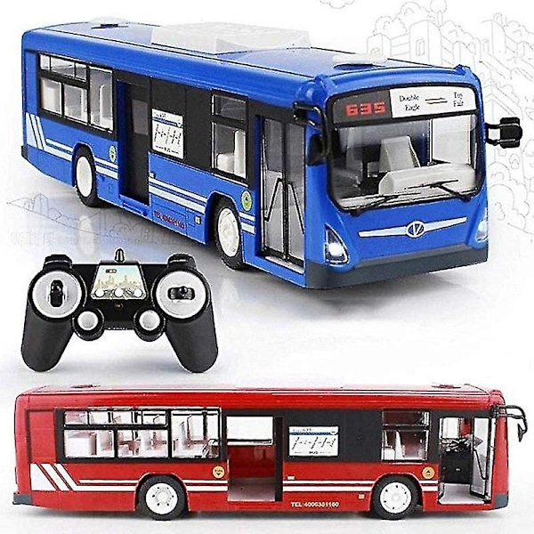 2.4g RC-buss 6-kanals fjärrkontroll stadsbuss hög hastighet en knapp öppning dörr RC-buss med realistiskt ljud ljus -ES CN CN E635-001-red