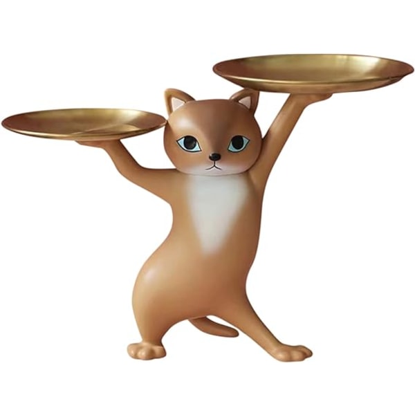 Kattdocka kattnyckelskål, förvaringsbox för smycken, skulptur av hartsskatt, dekorativ present