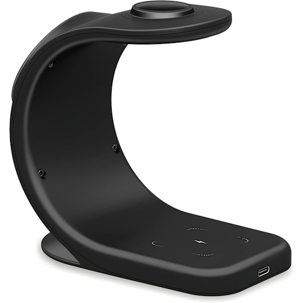 Trådlös laddningsstation kompatibel med iPhone, 3 i 1 trådlös laddningsstativ - 18W - Kompatibel med magnetisk snabbladdningsbas - Svart Black