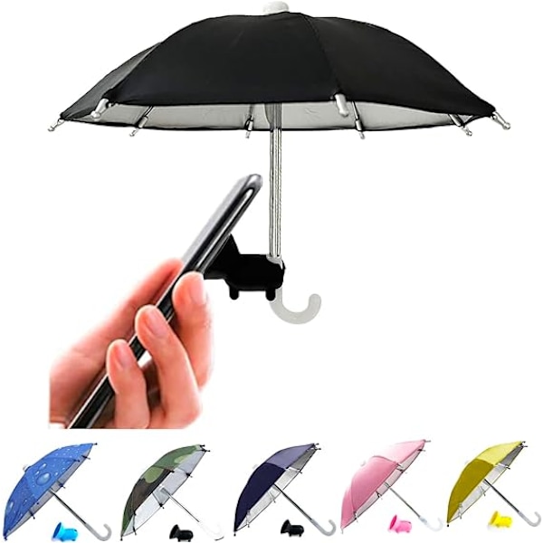 UV-skyddande telefonskärm för sol, universellt justerbart Piggy sugkopp telefonstativ paraply för telefon. black