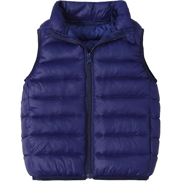 Barn Puffer Väst Pojkar Flickor Väst Lätt Dunväst Ståkrage Ärmlös Jacka Vinter Vadderad Väst Vindtät Kroppsvärmare Gilets Navy 5-6 Years