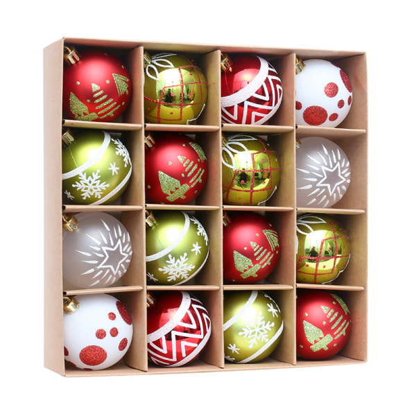 16 Stück Weihnachtskugeldekorationen, 6 cm Weihnachtskugel-Set Gold