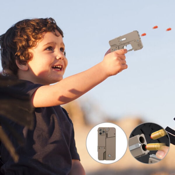 Soft Bullets Gun handhållen telefon form hopfällbar för barn vuxna 12PCS Grey