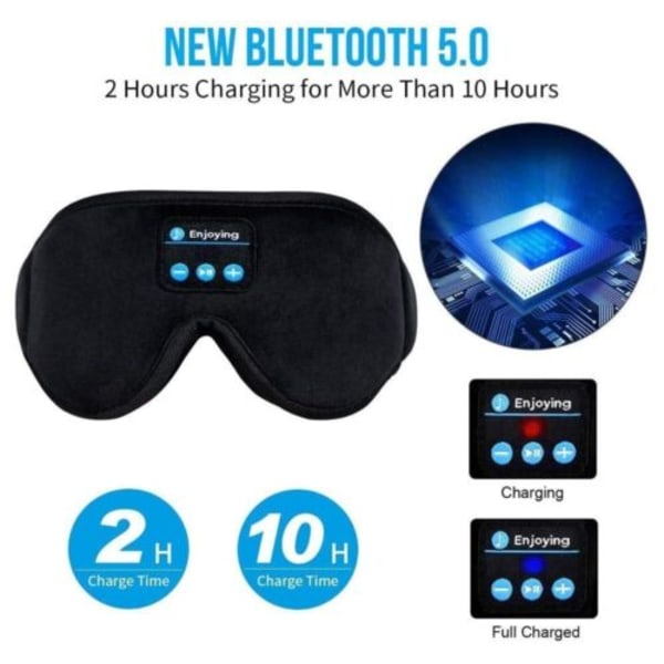Trådlös sovmask med 5.0 Bluetooth hörlurar Musikhörlurar