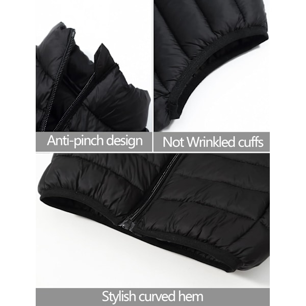 Barn Puffer Väst Pojkar Flickor Väst Lätt Dunväst Ståkrage Ärmlös Jacka Vinter Vadderad Väst Vindtät Kroppsvärmare Gilet Black 3-4 Years