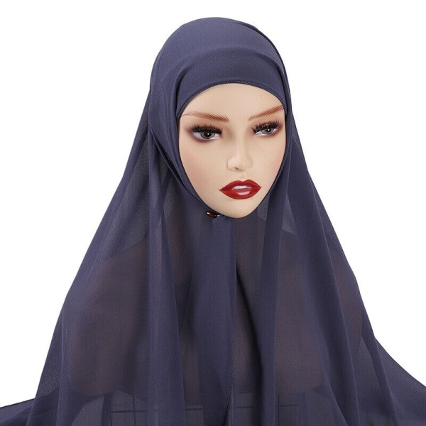 dam Scarf med Bonnet Chiffong Hijab Sjal Underscarf Cap Brown